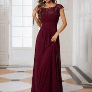 NWT Ever Pretty Elegant Maxi Burgundy Dress